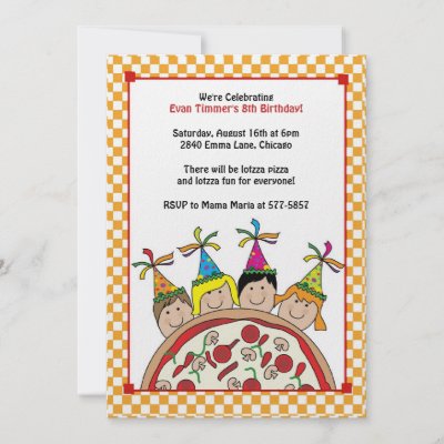 Pizza Party Invitations on Pizza Party Kids Invitations By Retrowhimsydesigns