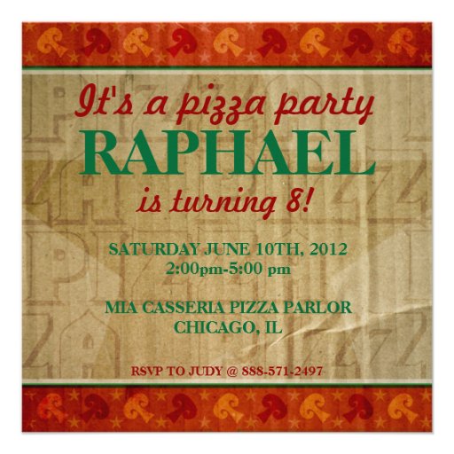 Pizza Party Takeout Box Celebration Invitation