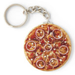 Pizza Peperoni With Onionrings Keychain