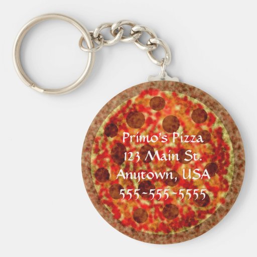 Pizza Pizzeria Custom Promotional Keychains Zazzle