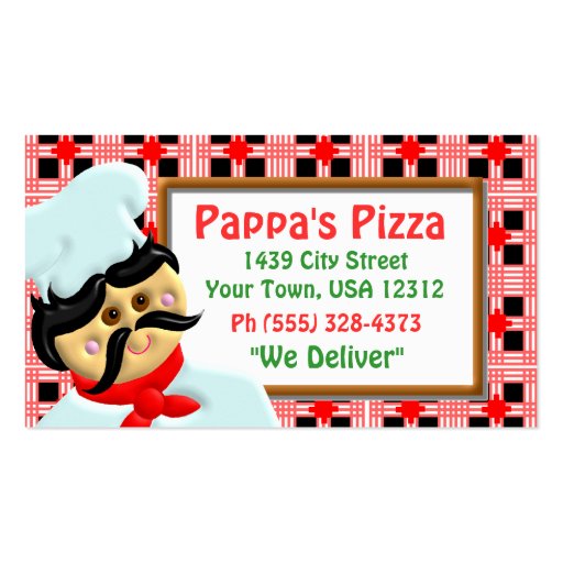 Pizza Restaurant Business Card Templates (front side)