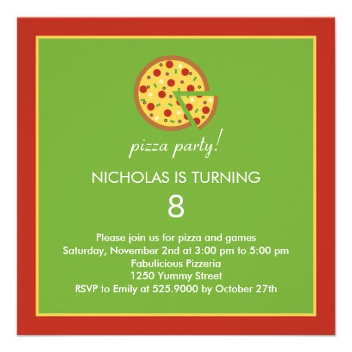 Pizza Slices - Birthday Party Invitation