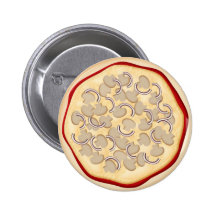 Pizza with mushrooms and onions pinback button