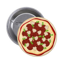 Pizza with pepperoni and mushrooms pins