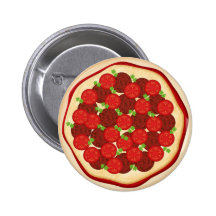 Pizza with pepperoni and tomatoes button