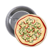 Pizza with peppers and onions pinback buttons