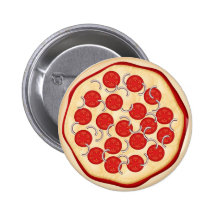 PIzza with tomatoes and onions Pinback Button