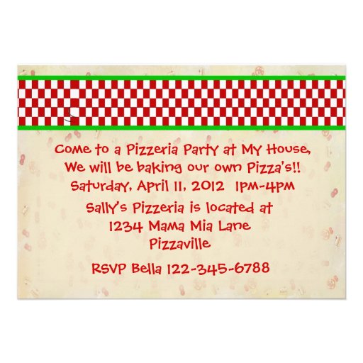 Pizzeria Party Girl Invitation