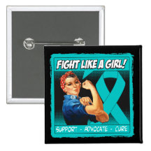 PKD Rosie Riveter - Fight Like a Girl Pinback Buttons