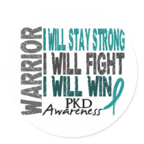 PKD Warrior Round Stickers
