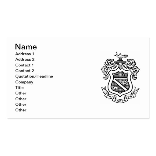 PKP Crest Black Business Card Template (front side)