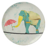 Placa agraciada de oro del elefante plato
