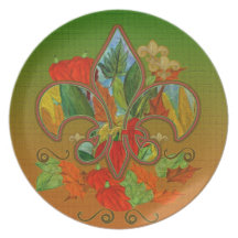 Placa de la acción de gracias de la flor de lis de platos para fiestas