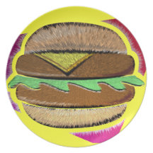 PLACA DE LA HAMBURGUESA PLATO PARA FIESTA