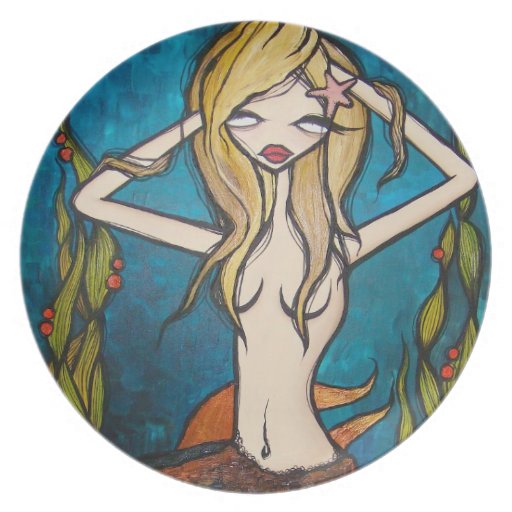 Placa de la sirena de muchas aguas plato para fiesta