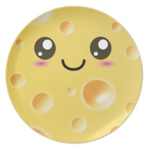 Placa de queso feliz linda de Kawaii Plato De Comida