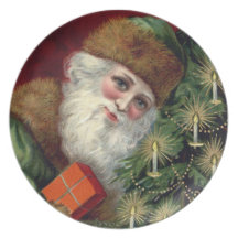 Placa del navidad de Papá Noel del Viejo Mundo del Plato