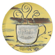 Placa moderna del café de la cocina platos