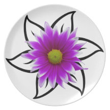 Placa púrpura de la flor platos para fiestas