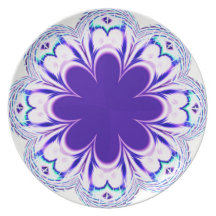 Placa púrpura y blanca de la flor del fractal plato para fiesta