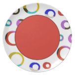 Placa retra de los aros de Colorblock - rojo Plato De Comida