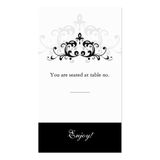 Place Card Black White Formal Embellishment Business Cards