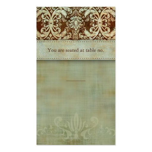 Place Card Damask Brown Vintage Look Business Cards
