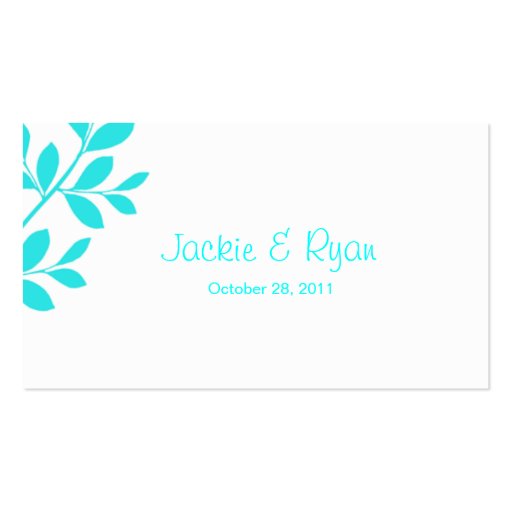 Place Card Wedding Leaf Branch Blue Business Card (back side)