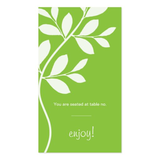 Place Card Wedding Leaf Branch lime green Business Card Template (front side)