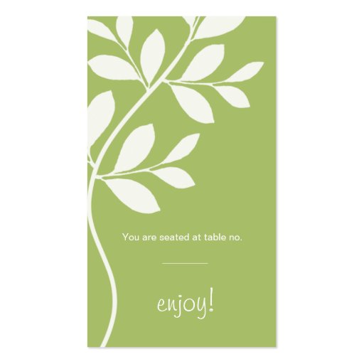 Place Card Wedding Leaf Branch Sage Green Business Card Template (front side)