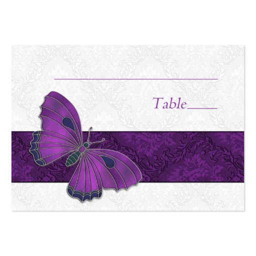 Place setting card Butterfly Brocade Purple Business Card Templates (front side)