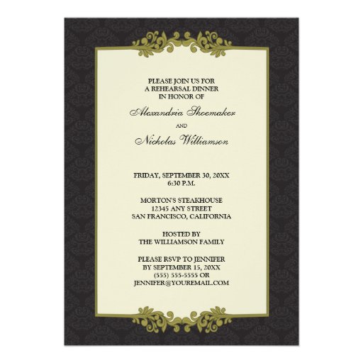 Place Setting Rehearsal Dinner Invitation (black)
