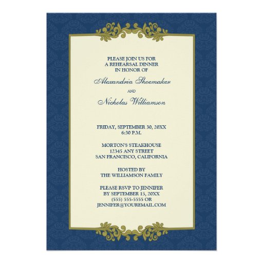 Place Setting Rehearsal Dinner Invitation (navy)
