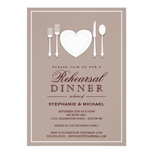 Place Setting Rehearsal Dinner Party Invitation (front side)