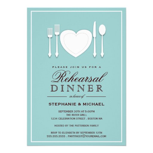 Place Setting Rehearsal Dinner Party Invitation