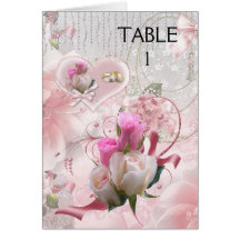 Place Table Cards Pink Flowers Rings