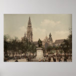 Place Verte and cathedral, Antwerp, Belgium posters