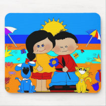 Placemat Kid's Best Friends Boy Girl Dog Cat mousepads by Shan_Darling_Gifts Placemat Kid's Best Friends Boy Girl Dog Cat mousepads