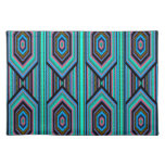 Placemats Mexican Inca Colored Stripe Teal Blue