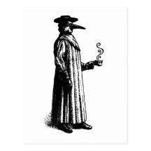 Plague Doctor with a Hot Cuppa Postcards