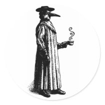 Plague Doctor with a Hot Cuppa Sticker