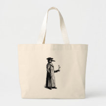 Plague Doctor with a Hot Cuppa Tote Bags
