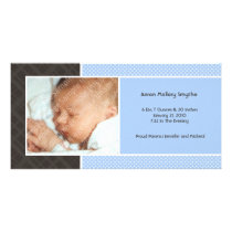Plaid and Micro Dots Blue New Baby Photo Cards photo cards