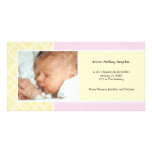 Plaid and Micro Dots Girl New Baby Photo Cards