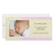 Plaid and Micro Dots Girl New Baby Photo Cards