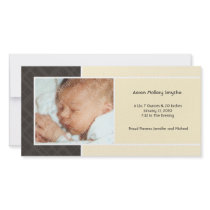 Plaid and Micro Dots Ivory New Baby Photo Cards