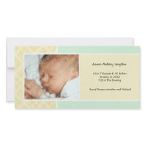 Plaid and Micro Dots Mint New Baby Photo Cards