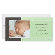 Plaid and Micro Dots Mint New Baby Photo Cards