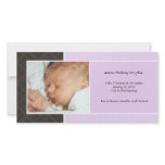 Plaid and Micro Dots Purple New Baby Photo Cards