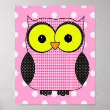 Plaid and Polka Dot Owl V4 Poster